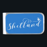 Sujeta Billetes Plateado Bandera de los Shetland del Corazón, Islas Shetlan<br><div class="desc">Un clip de dinero con un diseño elegante y guionado con la bandera de las Islas Shetland en el corazón.</div>