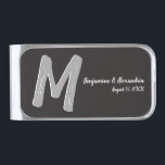 Sujeta Billetes Plateado Boda básico negro fabuloso Monograma gran valor<br><div class="desc">Monograma básico negro 3d. Echa un vistazo a este diseño 3d Monograma Básico Negro.Estilo negro gótico para tu fiesta de bodas. Los monogramas,  textos y nombres de novias y novios son fáciles de cambiar para adaptarse a sus necesidades. Todas las ilustraciones e imágenes ©nuptial.</div>