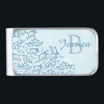 Sujeta Billetes Plateado Bonito Elegante Azul Ornate Personalizado<br><div class="desc">Elegante clip de dinero personalizado con adorno azul claro.</div>