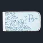 Sujeta Billetes Plateado Bonito Elegante Azul Ornate Personalizado<br><div class="desc">Elegante clip de dinero personalizado con adorno azul claro.</div>