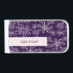 Sujeta Billetes Plateado Bonito Rubor Purple Floral Pattern Cash es Guay<br><div class="desc">El Bonito Rubor Purple Floral Pattern Cash es el Clip de Dinero Acabado Plateado de Guay,  es parte de la colección "Flower Doodle: Bath,  Beach,  Yoga,  Travel". Inserta tu texto/nombre para hacerlo tuyo. Para consultas de diseño personalizado o asistencia de personalización,  contacte con nosotros en info@KBMD3signs.com.</div>