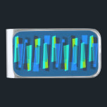 Sujeta Billetes Plateado Clip abstracto azul y verde retro del dinero de la<br><div class="desc">Este clip abstracto azul y verde retro del dinero de la impresión es un clip del dinero con un diseño abstracto retro de la impresión en sombras del azul y del verde. ¡Guau! ¿Cómo pensamos encima de tales nombres apropiados para nuestros productos? Es un regalo, realmente. ¡Compre este clip del...</div>