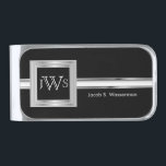 Sujeta Billetes Plateado Ejecutivo de Iniciativas de Monograma Masculino Pl<br><div class="desc">Con un estilo ejecutivo de Monograma Masculino - Diseño gris plateado con nombre DIY. 📌 Si necesita una mayor personalización, haga clic en el botón "Haga clic para más Personalizares" o "Personalizar o Editar diseño" y utilice nuestra herramienta de diseño para cambiar el tamaño, rotar, cambiar el color del texto,...</div>