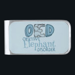 Sujeta Billetes Plateado Elefante Cute<br><div class="desc">Tengo D.E.,  trastorno obsesivo de elefantes. Me encantan los lindos elefantes azules. Son mi animal favorito.</div>