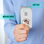 Sujeta Billetes Plateado Fotografía familiar moderna simple<br><div class="desc">Este encantador clip de dinero en personalizable completo presenta nuestro mínimo diseño moderno con fondo metálico plateado y áreas de texto y fotos en personalizable.</div>