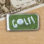 Sujeta Billetes Plateado Gracioso globo de golf Monograma Green Money Clip<br><div class="desc">Añade tu número inicial y número de pelota de golf a este tema de golf Money Clip. Hace un regalo perfecto para el golfista en tu vida.</div>