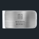 Sujeta Billetes Plateado Gris monogramado elegante<br><div class="desc">Elegante Monograma Gris Plata Acabado Clip Dinero.</div>