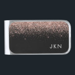 Sujeta Billetes Plateado Iniciales monogramas de Purpurina rosado de Rubor<br><div class="desc">Oro Rosa - Purpurina Rubor Rosa y Black Sparkle Cepilló el Monograma Metalizado Clip de dinero. Esto hace que la graduación perfecta, dulce cumpleaños de 16 años, boda, ducha de novia, aniversario, ducha de bebé o fiesta de soltera sea un regalo para alguien que ama el lujo glam y los...</div>