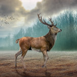 Sujeta Billetes Plateado Lone Deer In Misty Forest<br><div class="desc">Un hermoso ciervo que corre a través de un bosque de niebla.</div>