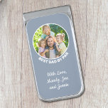 Sujeta Billetes Plateado Mejor Papá Por Foto Del Personalizado De Par Golf<br><div class="desc">Este video del tema del golf de fotos de Best Dad By Par es una gran compra para el día del padre, cumpleaños o vacaciones. El dicho de golf y su foto especial lo convierten en un regalo de mantenimiento maravilloso. ¡Personaliza los nombres de los niños! Vea las ideas de...</div>