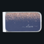 Sujeta Billetes Plateado Monograma de Purpurina rosa Rubor Rosa azul de la<br><div class="desc">El Rosa Gold Rubor Pink and Navy Blue Sparkle Purpurina Cepilló Monograma Metalizado Dinero Clip. Esto hace que la graduación perfecta, dulce cumpleaños de 16 años, boda, ducha de novia, aniversario, ducha de bebé o fiesta de soltera sea un regalo para alguien que ama el lujo glam y los estilos...</div>