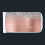 Sujeta Billetes Plateado Monograma del Rosa Metalizado de plata dorada cepi<br><div class="desc">Oro Rosa - Purpurina de espuma metálica del Relieve metalizado Rubor rosa y plateado Faux cepillado Monograma Metalizado Clip de dinero. Esto hace que la graduación perfecta, dulce cumpleaños de 16 años, boda, ducha de novia, aniversario, ducha de bebé o fiesta de soltera sea un regalo para alguien que ama...</div>