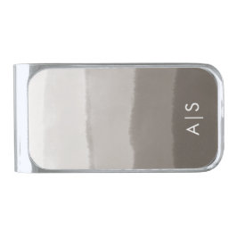 Sujeta Billetes Plateado Monograma Iniciales Acuarela Davy Gray Ombre