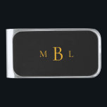 Sujeta Billetes Plateado Monograma negro y dorado con colores de acero.<br><div class="desc">Colores de acero Clip de dinero negro y dorado.   Monograma.</div>