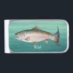 Sujeta Billetes Plateado Monograma único pescado feliz<br><div class="desc">Crea tus propios monogramas de clips de dinero en un divertido diseño de pescado en obras de arte originales de Raphaela Wilson. Añade fácilmente tu nombre de monograma, iniciales o presupuesto para crear un regalo personalizado para los pescadores de corazón! El arte acuático fresco combina el azul minado con el...</div>