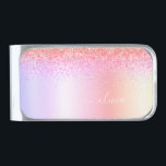 Sujeta Billetes Plateado Nombre del Monograma Metalizado del Purpurina Rain<br><div class="desc">Purpurina De Espuma Metálica De Relieve metalizado Arcoiris Pastel Faux Cepó Monograma Metalizado Dinero Clip. Esto hace que la graduación perfecta, dulce cumpleaños de 16 años, boda, ducha de novia, aniversario, ducha de bebé o fiesta de soltera sea un regalo para alguien que ama el lujo glam y los estilos...</div>