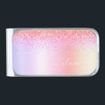 Sujeta Billetes Plateado Nombre del Monograma Metalizado del Purpurina Rain<br><div class="desc">Purpurina De Espuma Metálica De Relieve metalizado Arcoiris Pastel Faux Cepó Monograma Metalizado Dinero Clip. Esto hace que la graduación perfecta, dulce cumpleaños de 16 años, boda, ducha de novia, aniversario, ducha de bebé o fiesta de soltera sea un regalo para alguien que ama el lujo glam y los estilos...</div>