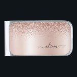 Sujeta Billetes Plateado Oro Rosa - Nombre Metalizado del monograma del Pur<br><div class="desc">Oro Rosa - Purpurina de espuma metálica de Relieve metalizado de imitación rosada de Rubor Cepillado Monograma Metalizado Clip de dinero. Esto hace que la graduación perfecta, dulce cumpleaños de 16 años, boda, ducha de novia, aniversario, ducha de bebé o fiesta de soltera sea un regalo para alguien que ama...</div>