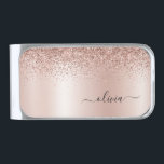 Sujeta Billetes Plateado Oro Rosa - Nombre Metalizado del monograma del Pur<br><div class="desc">Oro Rosa - Purpurina de espuma metálica de Relieve metalizado de imitación rosada de Rubor Cepillado Monograma Metalizado Clip de dinero. Esto hace que la graduación perfecta, dulce cumpleaños de 16 años, boda, ducha de novia, aniversario, ducha de bebé o fiesta de soltera sea un regalo para alguien que ama...</div>