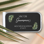 Sujeta Billetes Plateado Palm Leaf Groomsman tropical<br><div class="desc">Regalo de fiesta de boda para personalizar para tu Groomsman - o para cualquiera en tu fiesta de boda. Groomsman está escrito con letras en caligrafía manuscrita rápida y, fácilmente, puede cambiar esto a un papel diferente, ingresando a la herramienta de diseño o enviándome mensajes para obtener ayuda. El diseño...</div>