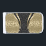 Sujeta Billetes Plateado Pulsera moderna para damascos florales en negro y<br><div class="desc">Elegantes damascos florales en tonos negros y de oro fino con estribos decorativos geométricos. Si necesita ayuda para personalizar alguno de mis diseños,  póngase en contacto con el diseñador ArtOnWear. Formato de texto gratuito con ayuda en directo disponible bajo petición.</div>