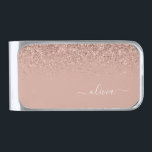 Sujeta Billetes Plateado Rosa dorado Rubor Purpurina rosa Nombre de monogra<br><div class="desc">El Purpurina Rosa Gold Rubor Pink Sparkle Cepilló Un Monograma Metalizado Dinero Clip. Esto hace que la graduación perfecta, dulce cumpleaños de 16 años, boda, ducha de novia, aniversario, ducha de bebé o fiesta de soltera sea un regalo para alguien que ama el lujo glam y los estilos de moda....</div>