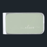 Sujeta Billetes Plateado Sage Green Minimalista Moderno Monograma elegante<br><div class="desc">Presentamos nuestra elegante colección de monogramas Minimalistas y ecológicos: eleve su estética con serenidad sofisticada y elegancia intemporal. Nuestra colección muestra diseños minimalistas en un ambiente tranquilo y verde, complementado con refinados monogramas adaptados a su estilo personal. Desde papel pulido hasta accesorios versátiles, cada pieza de nuestra colección está meticulosamente...</div>