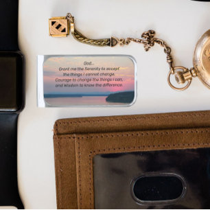 Sujeta Billetes Plateado Serenity Prayer Pink Seascape Sunset