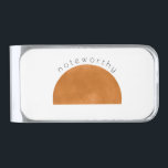 Sujeta Billetes Plateado Sol abstracto moderno de moda<br><div class="desc">el diseño presenta una forma de sol brillante abstracta moderna con la palabra Noteworthy en un guión moderno de bloques de tipografía. Personalizar fácilmente su nombre de elección. Un regalo ideal para todas las ocasiones.</div>