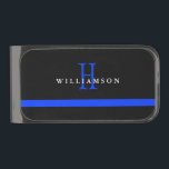 Sujeta Billetes Plomizo Monograma de Personalizado delgado de la línea azu<br><div class="desc">Un regalo en monograma del personalizado de la línea azul delgada.</div>