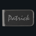 Sujeta Billetes Plomizo Nombre personalizado clip de dinero regalo para ho<br><div class="desc">Nombre personalizado del artículo de regalo de clip de dinero para hombres. Elegante idea de regalo de cumpleaños para los chicos. Diseño masculino con texto de guión. Diseño de Guay para padre,  tío,  abuelo,  esposo,  hermano,  etc.</div>