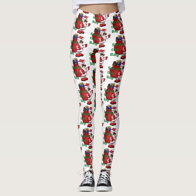 sujete la bolsa con las leggings de santa negra (Anverso)