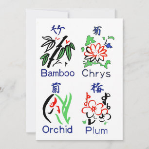 Sujetos de flores de Mahjong, azul, rojo, verde, n