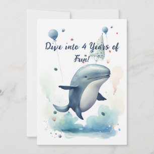 Sumérgete en 4 Años de Tarjeta de Cumpleaños Diver