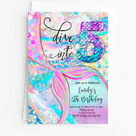 Sumérgete en 5 Invitación de cumpleaños de sirena