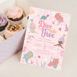 Sumérgete en cinco Invitación de Sirena - Niña Ros