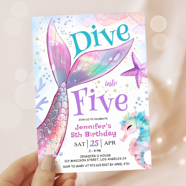 Sumérgete en la invitación de cumpleaños número 5  (Subido por el creador)