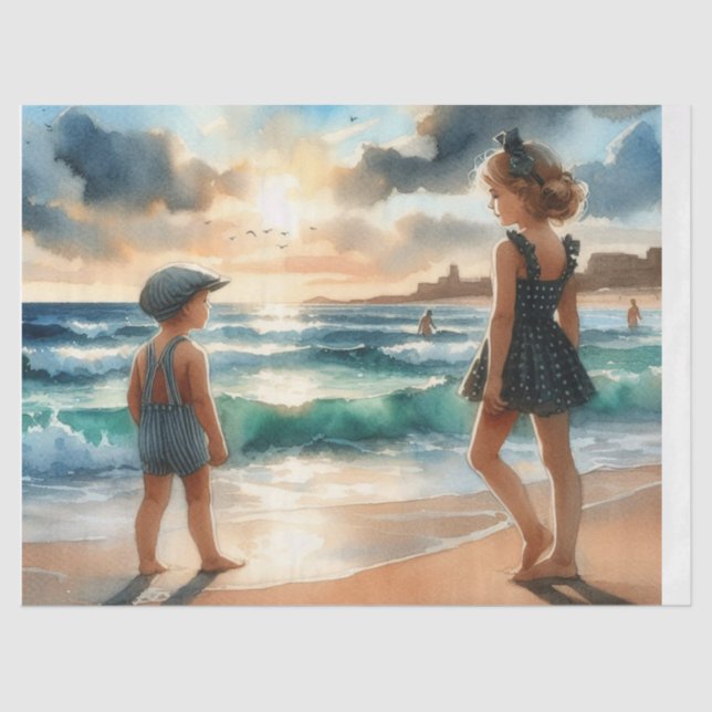 Summer Beach Kids 1 Papel de tejidos (Anverso)