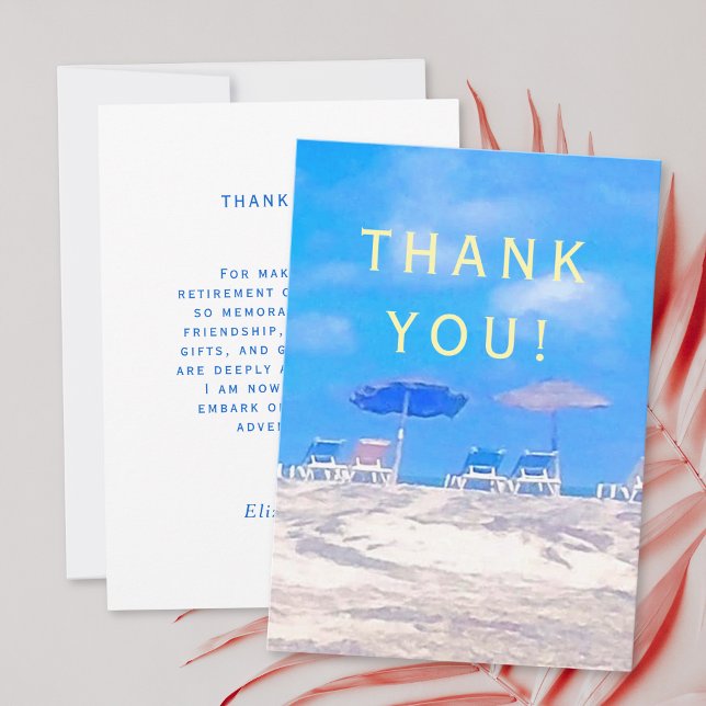 Summer Beach Retirement Party Thank You Card (Subido por el creador)