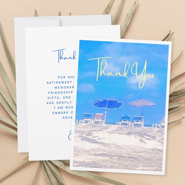 Summer Beach Retirement Party Thank You Card (Subido por el creador)