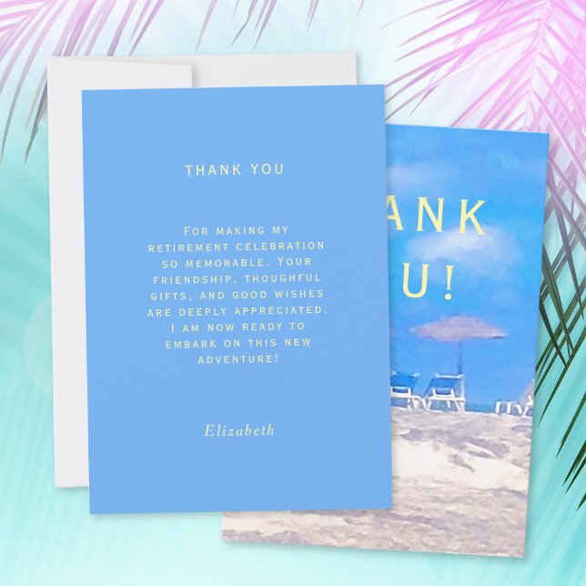 Summer Beach Retirement Party Thank You Card (Subido por el creador)