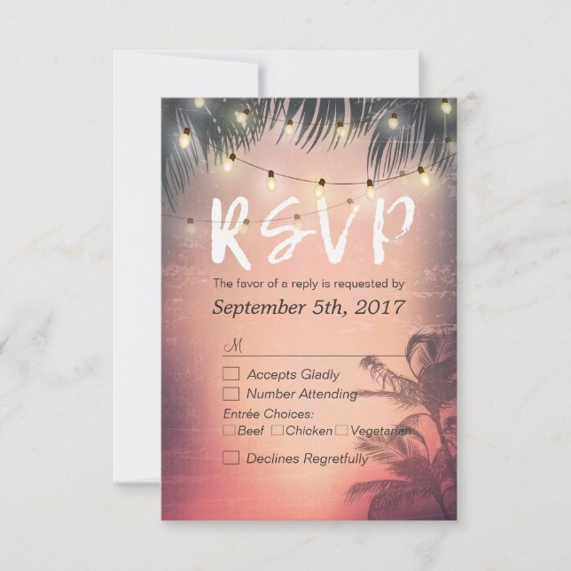 Summer Beach String Luces Moda Boda Respuesta RSVP (Anverso)