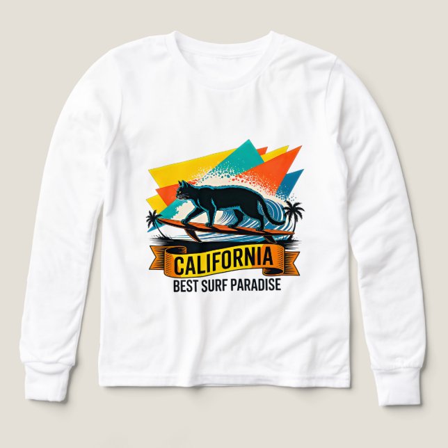 Summer Cat Surfing - Chicas Retro California  (Diseño frontal)