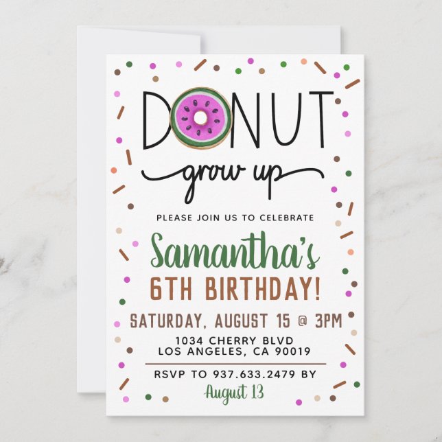 Summer Donut Crecer Invitación de Cumpleaños (Anverso)