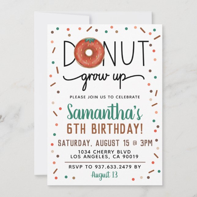 Summer Donut Crecer Invitación de Cumpleaños (Anverso)