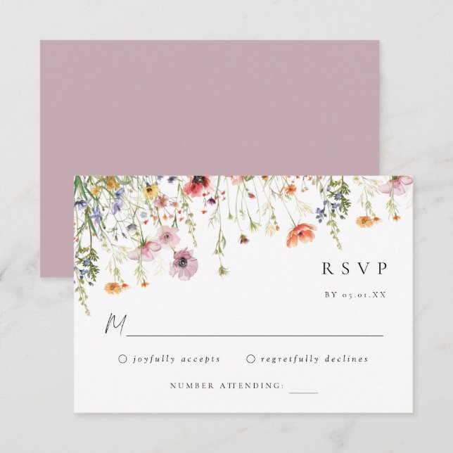 Summer Garden Floral Wedding RSVP Card (Anverso / Reverso)