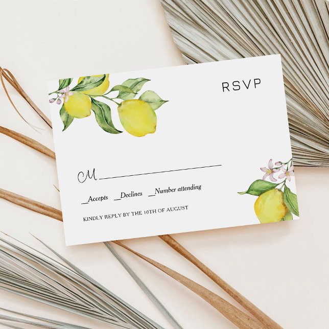 Summer lemons Wedding RSVP Card (Subido por el creador)