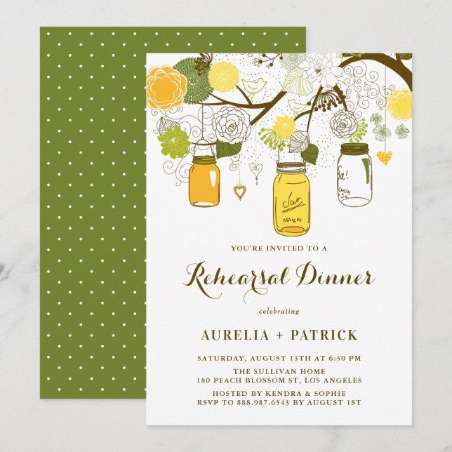 Summer Mason Jars | Invitación a la cena de ensayo (Anverso / Reverso)