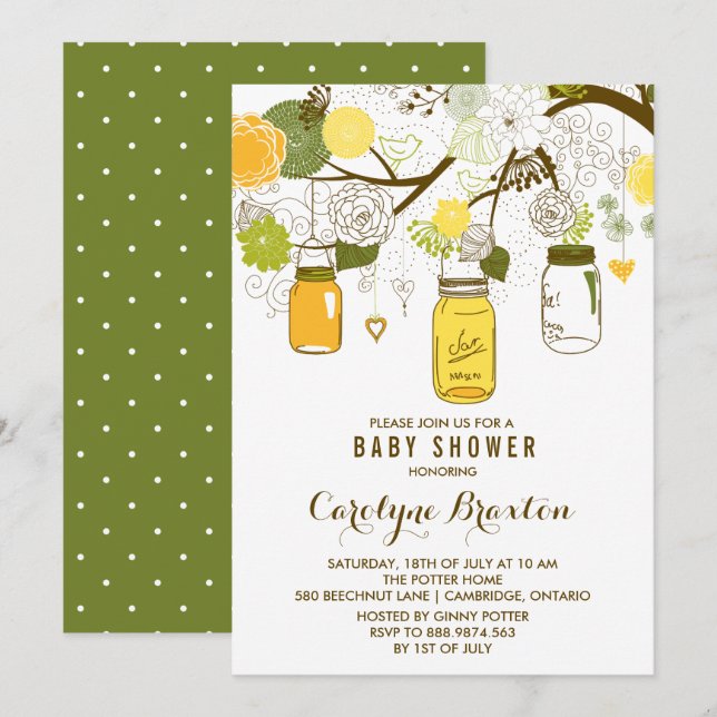 Summer Mason Jars | Invitación de Baby Shower (Anverso / Reverso)