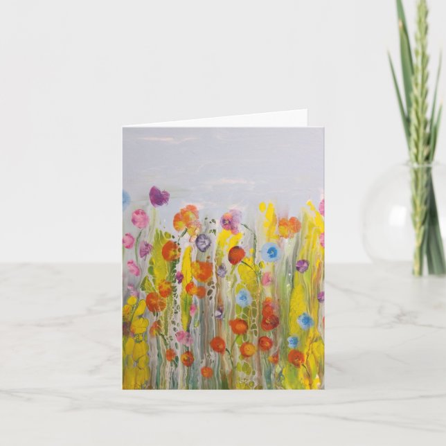 Summer Meadow Bright Abstract Tarjeta de nota flor (Anverso)